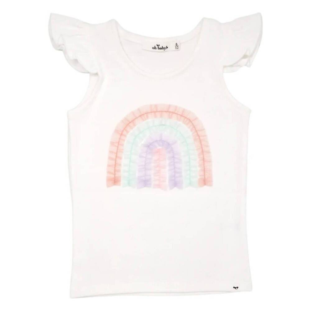 NEW OH BABY! girl's rainbow tulle tank top in cream